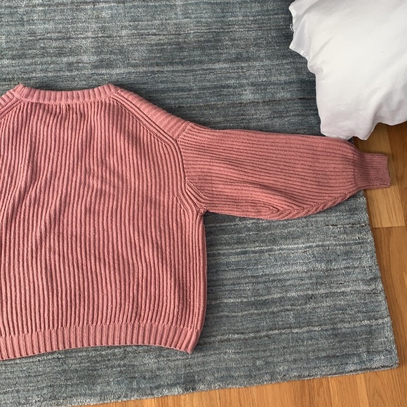 Misa Los Angles Pink Oversized Cableknit Crewneck Sweater M - Picture 11 of 12